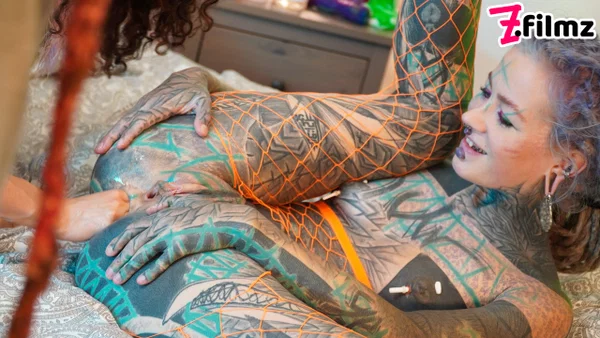 Tattooed girl Anuskatzz has lesbian sex with Stacy Bloom on a bed  - Fetish, Piercing, Pantyhose, Fisting, Anal, Pussy, Spreading, Tattoo, Boots, Ass Licking  - Photo 10
