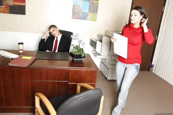 Horny Charley Chase with big tits is getting fucked in the office  - Office, Hardcore, Reality, Big Tits, Cum In Mouth, Hairy, Jeans, Ass, Lingerie, Cumshot  - Photo 2