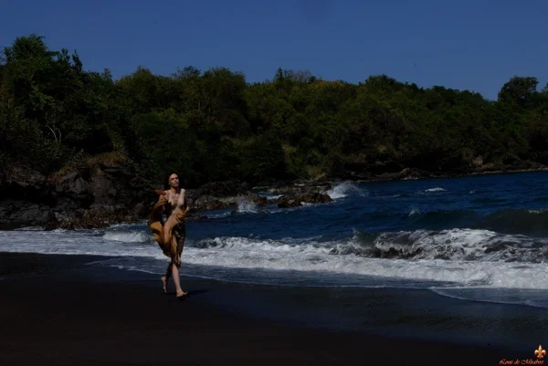 Dark haired beauty Liana gets completely naked on a volcanic beach  - Beach, Beautiful, Outdoor, Wet, Solo, Legs, Spreading, Undressing, Ass, Asshole  - Photo 3