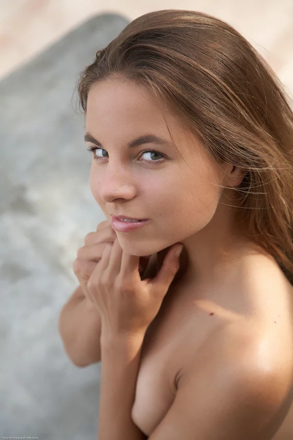 Young girl Antea sticks out her tongue in the nude while outdoors  - Babe, Cute, Teen, Centerfold, Face, Beautiful, Perfect, Pussy, Model, Tiny Tits  - Photo 11
