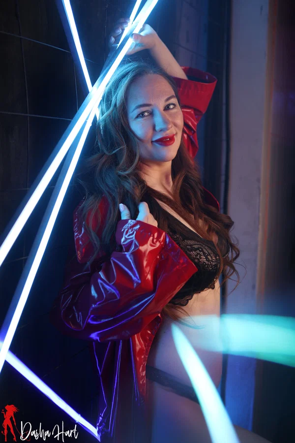 Solo girl Dasha Hart poses in her underthings while draped in a latex coat  - Latex, Lingerie, Panties, Redhead, Amateur, High Heels, Non Nude, Legs  - Photo 9