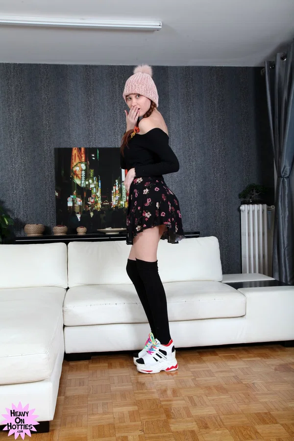 Beautiful Russian girl Gisha Forza strips & spreads her shaved pink pussy  - Upskirt, Teen, Russian, Pigtails, Skinny, Spreading, Cute, Ass, Pussy, Amateur  - Photo 1