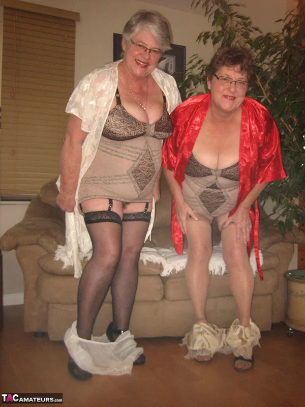 Amateur granny Girdle Goddess & another nan model matching lingerie in nylons  - Granny, SSBBW, Reality, BBW, Lingerie, Non Nude, Lesbian, Amateur, Stockings, Chubby  - Photo 4