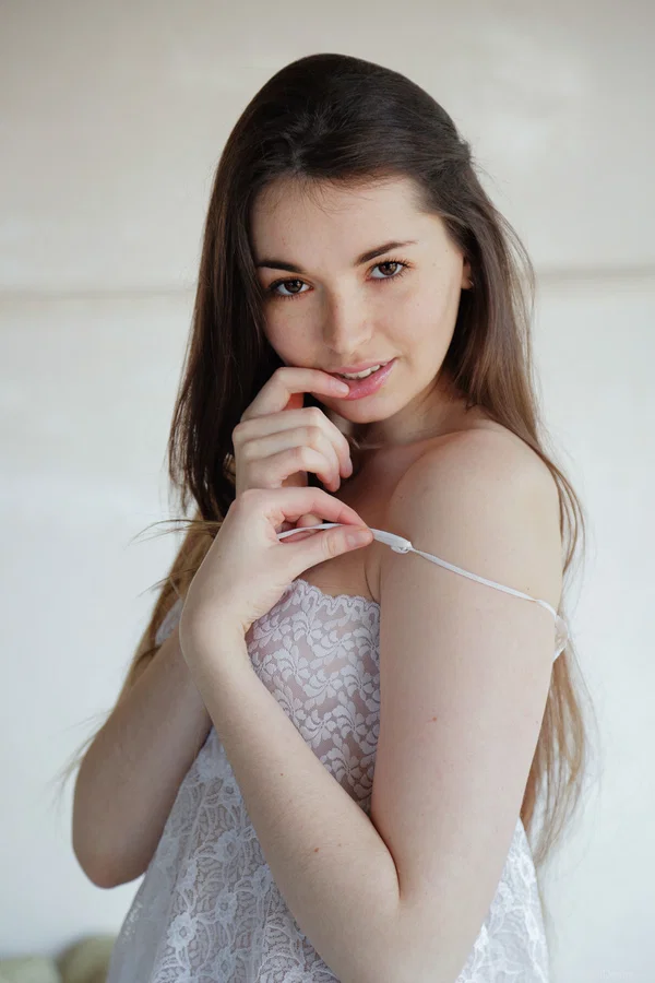 Hot Ukrainian babe Lukki Lima strips off her nightgown and rubs her snatch  - Ukrainian, Teen, Brunette, Beautiful, Solo, Glamour, Cute, Babe, Model, White  - Photo 4