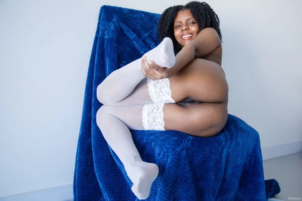 Young black girl with curly hair shows her trimmed pussy in white stockings  - Hairy, Ebony, African, Petite, Black, Stockings, Close Up, Tiny Tits, Curly, Ass  - Photo 10