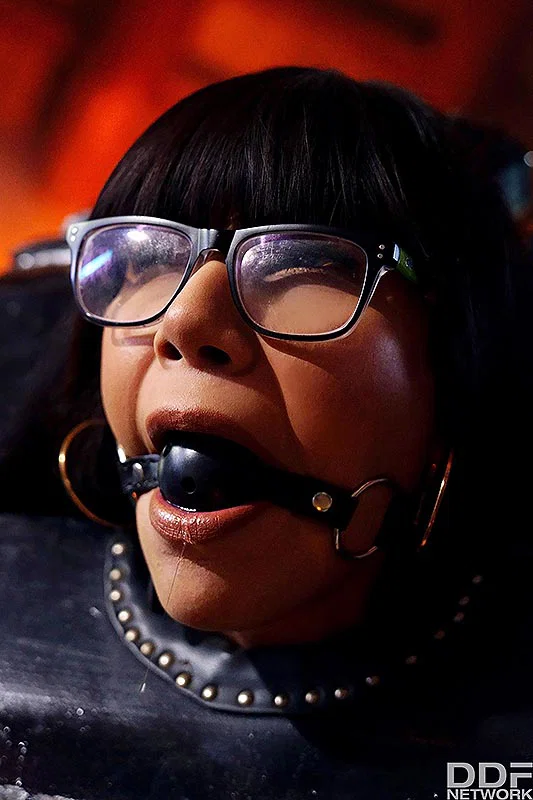 Dark-haired Latina slave Mia Marin is ball gagged and cuffed before fucking  - Latex, Bondage, Anal, BDSM, Latina, Blowjob, Hardcore, Teen, Glasses, Shorts  - Photo 2
