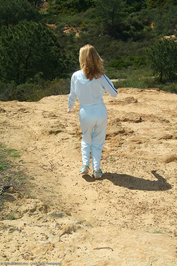 Mature hottie Marie-Kelly strips & spreads her hairy twat while hiking  - Mature, Cougar, Amateur, Outdoor, MILF, Spreading, Blonde, Hairy, Natural Tits, Clothed  - Photo 1