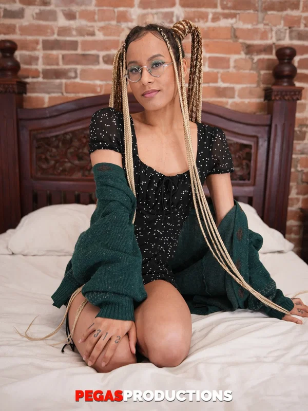 Geeky hottie Cherry Glazed strips and poses naked in her bedroom  - Reality, Glasses, Threesome, Amateur, Petite, Teen, Upskirt, Dress, Pigtails, Tiny Tits  - Photo 1