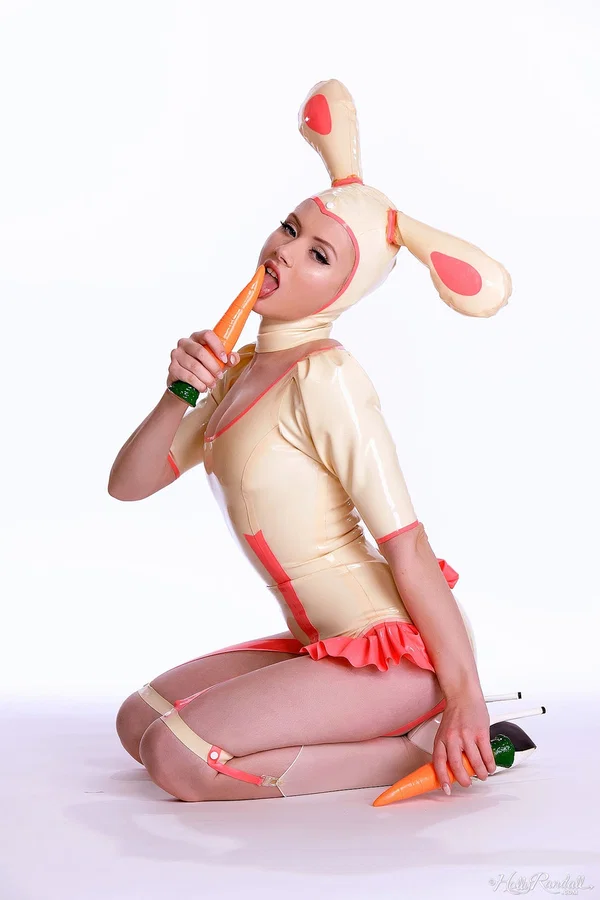 Glamour model Mosh dresses as a slutty Easter bunny in latex before striptease  - Centerfold, Russian, Babe, Petite, Blonde, Glamour, Model, Beautiful, Solo, White  - Photo 2