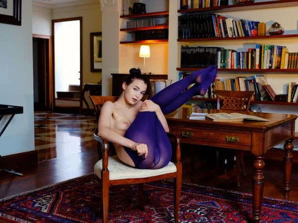 Nice teen with a phat ass gets totally naked on top of a desk in her study  - Ukrainian, Teen, Cute, Glamour, Brunette, Model  - Photo 7