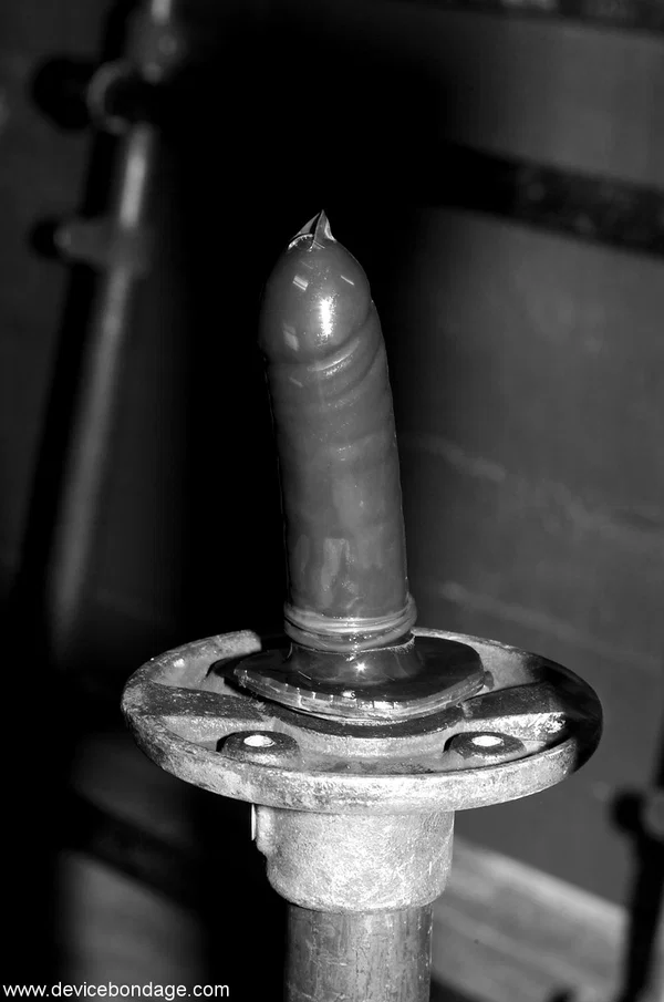 Man shoves ball gag into Adrianna Nicole's mouth then she sits on pipes  - BDSM, Bondage, MILF, Blonde, Pussy, Spreading, Feet, Non Nude  - Photo 2