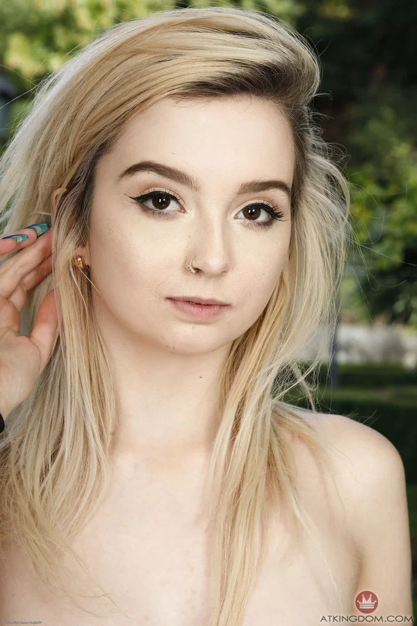 Skinny blonde Lexi Lore shows her pierced nipples & toys her innocent twat  - Close Up, Piercing, Pussy, Big Clit, Spreading, Teen, Beautiful, Skinny, Ass, Shorts  - Photo 7