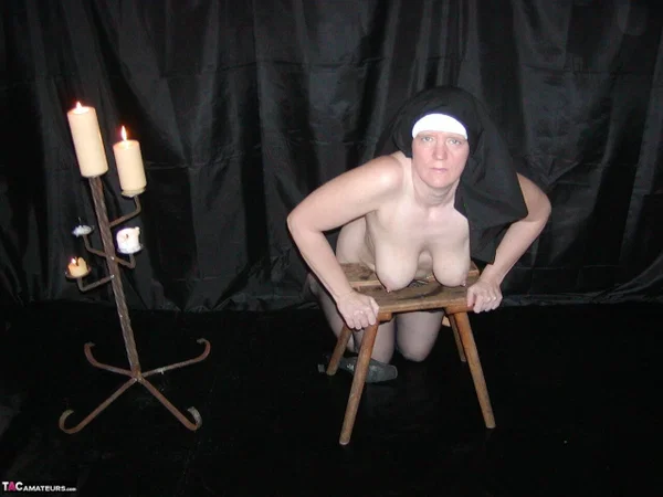 Mature nun Tiffany Pearl gets naked in a veil and a pair of stockings  - Nun, Mature, Saggy Tits, Cosplay, Curvy, Uniform, Chubby, Amateur, Thick, Stockings  - Photo 9