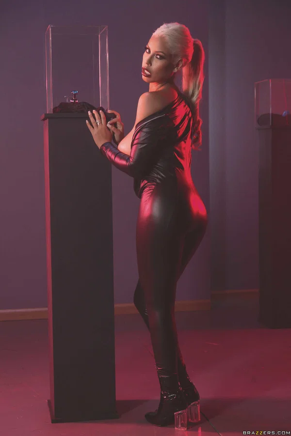 Curvy Spanish lady Bridgette B exposes her giant tits while doffing her outfit  - Latex, Big Tits, Fake Tits, MILF, Spanish, Nipples, Undressing, Ass, Blonde, Spreading  - Photo 5