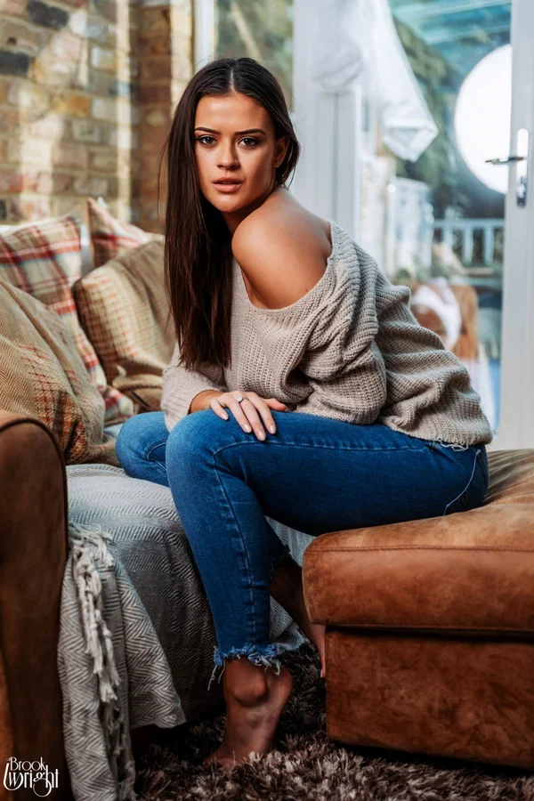 UK teen Brook Wright releases her nice tits from a sweater while disrobing  - Jeans, Clothed, Big Tits, British, Natural Tits, Panties, Babe, Beautiful, Solo, Cute  - Photo 2