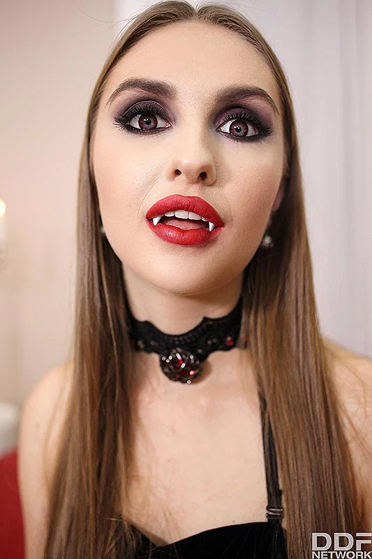 Goth girl Lena Reif sits atop her guy's dick after seducing him with her fangs  - Cosplay, Reality, Clothed, Teen, Stockings, Cute, Fetish, European, Spreading, Panties  - Photo 9