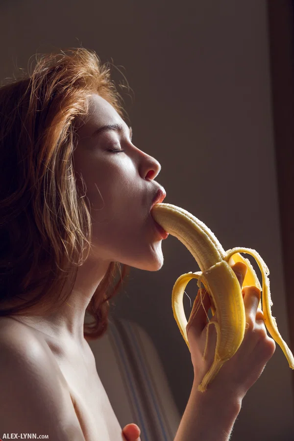 Pale redhead Jia Lissa fingers her teen pussy after eating a banana  - Panties, Teen, Socks, Redhead, Cute, Model, Solo, Glamour, Masturbation, Spreading  - Photo 8