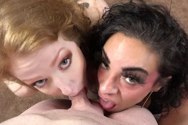 Amateur babes Dacey Belle & Sonia Harcourt help each other in sucking a dick  - Mature, MILF, Amateur, Groupsex  - Photo 6