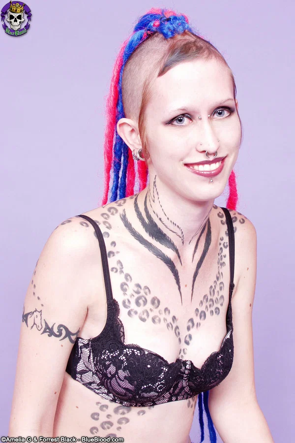 Tattooed girl Jax sticks her tongue out after stripping to her goth boots  - Tattoo, Fetish, Redhead, Piercing, Babe, Shaved, Boots, Tiny Tits, Beautiful, Solo  - Photo 4