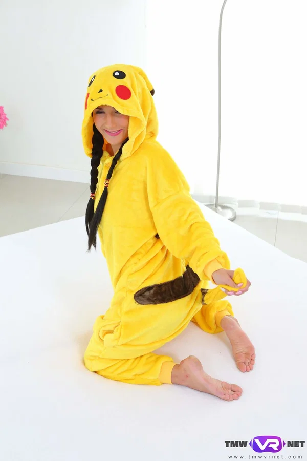 Sweet teen in Pikachu costume Nicole Love flaunts her boobs and toys herself  - Teen, Natural Tits, Dildo, Ass, Pigtails, Masturbation, Big Tits, European, Tattoo, Beautiful  - Photo 3