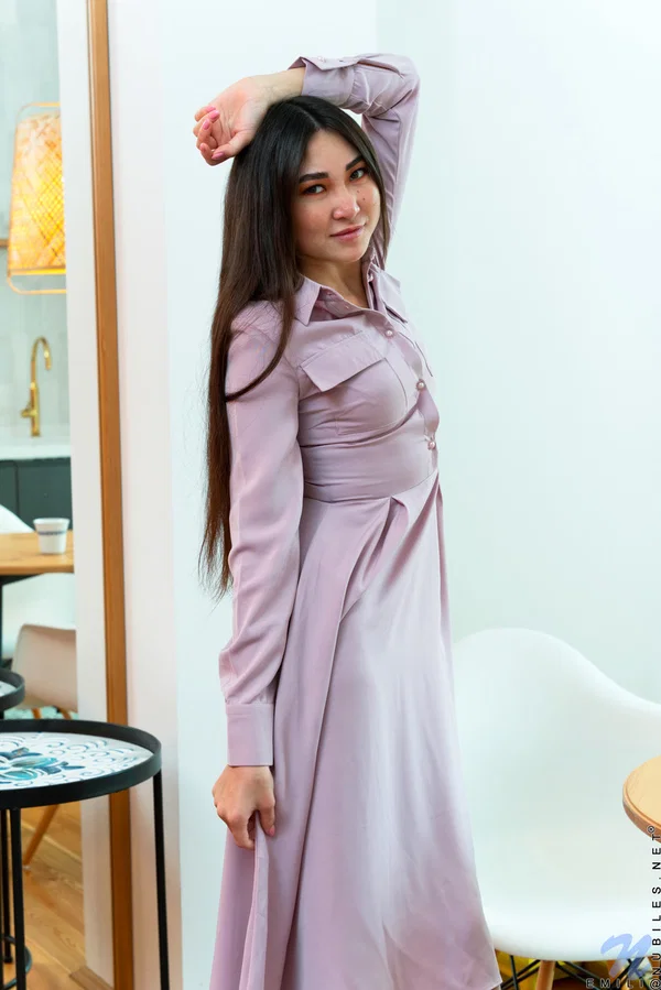Beautiful Asian babe Emili strips naked and spreads her shaved pussy  - Asian, Teen, Pussy, Asshole, Babe, Solo, Cute, Dress, Tall, Tiny Tits  - Photo 2