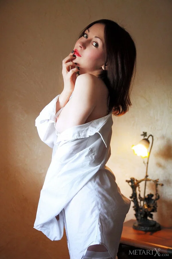 Hot MILF Night A touches her hairless pussy while wearing white stockings  - MILF, Pussy, Stockings, European, Skinny, Ass, Spreading, Tiny Tits, Legs, Asshole  - Photo 5