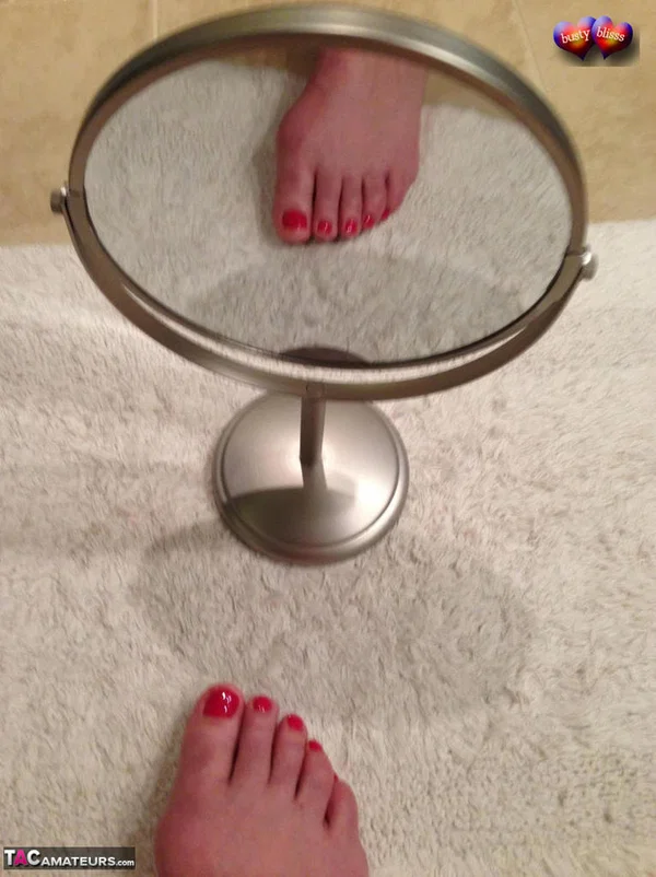 Older amateur Busty Bliss raises a toast before showing her painted toenails  - Mature, BBW, Amateur, Pantyhose, Feet, Chubby, Curvy, Panties, Thick, Spreading  - Photo 12