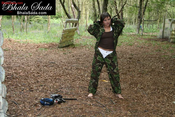 Kinky mature army woman Bhala Sada peels off her uniform outdoors  - Beautiful, MILF, Solo, Non Nude, Babe  - Photo 1