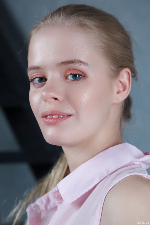 Young girl with striking eyes unveils her firm tits and nice pussy on the stairs  - Face, Big Tits, Pussy, Clothed, Teen, Beautiful, Babe, Solo, Ass, Spreading  - Photo 5