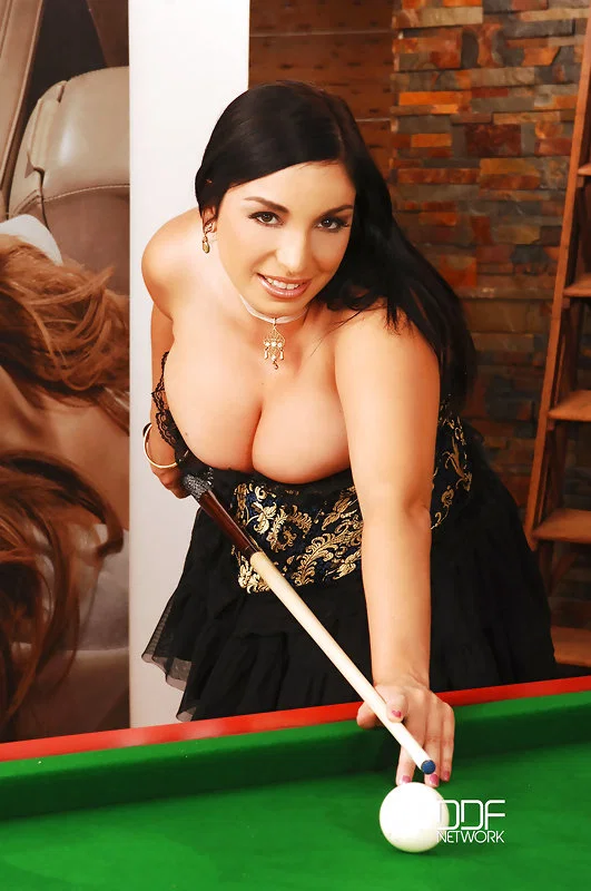 Busty UK lesbians Michelle Monaghan & Chintia Flowers kiss near a pool table  - MILF, Big Tits, Skirt, Lesbian, Clothed, Natural Tits, British, High Heels, Kissing, Tattoo  - Photo 5