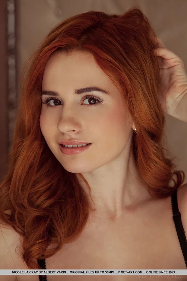 Sexy redhead Nicole La Cray lifts her long legs high to bare her shaved pussy  - Redhead, Teen, European, Babe, Solo, Face, Beautiful, Spreading, Feet, Legs  - Photo 1