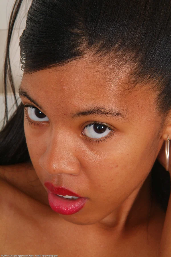 Petite black girl with red lips sports a ponytail while getting bare naked  - Hairy, Asian, Amateur, Petite, Teen, Pussy, Cute, Close Up, Ass, Dress  - Photo 10