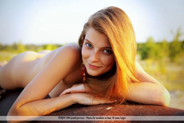 Nice teen Angelina B gets totally naked on a rusty pipe in the outdoors  - Outdoor, Face, Hairy, Model, Legs, Clothed, Glamour, Babe, Beautiful, Solo  - Photo 10