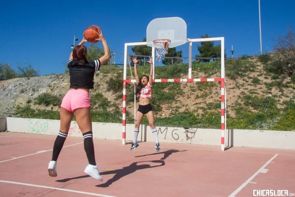 Sporty Jade Presley & Gala Brown play topless basketball & lick lesbian pussy  - Lesbian, Latina, Teen, Outdoor, Cute, Brunette, European, Schoolgirl, Spreading, Sexy  - Photo 9