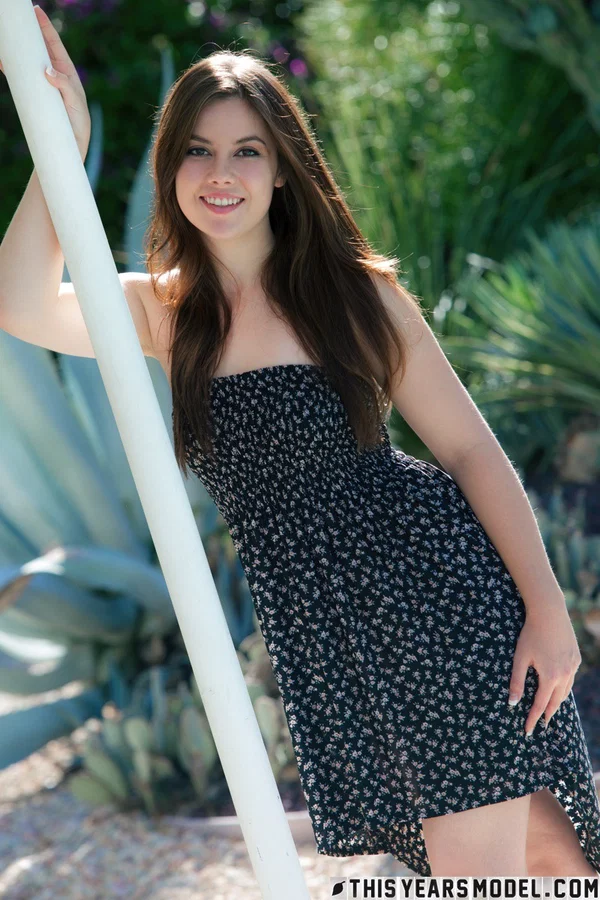 Girl next-door type Rhea Elizabeth gets butt naked in a tropical garden  - Upskirt, Ass, PAWG, Outdoor, Tiny Tits, Skirt, Beautiful, Natural Tits, Nipples, Undressing  - Photo 1