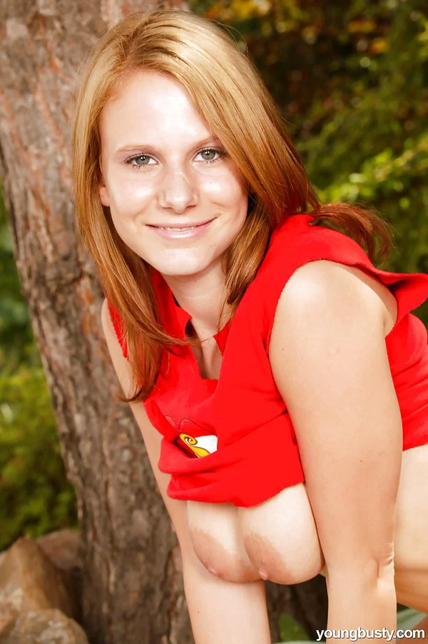 Redhead solo girl Lilian A unveiling big teen tits outdoors in forest  - Teen, Redhead, Outdoor, Saggy Tits, Babe, Panties, Masturbation, Nipples, Big Tits, Dildo  - Photo 6