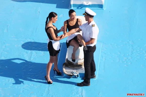Romanian maids Abelia and Honey Demon get double fucked by captains on a boat  - Double Penetration, Groupsex, Uniform, Reality, Pussy, European, Cumshot, Pornstar, Outdoor, Brunette  - Photo 1