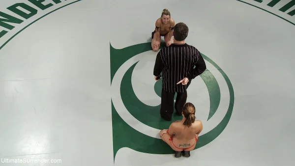 Hot girls have lesbian sex during a wrestling match before a referee  - Sports, MILF, BDSM, Bondage, Lesbian, White, Blonde  - Photo 1