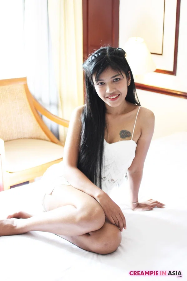 Pretty Asian doll Ai posing in her white summer dress in a solo  - Asian, Sexy, Beautiful, Face, Non Nude, Solo, Pretty, Babe, Brunette, Feet  - Photo 8