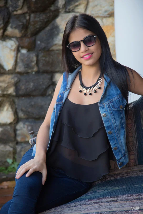 Venezuelan teen with a hot ass Denisse Gomez strips and poses on the terrace  - Venezuela, Babe, Teen, Latina, Panties, Ass, Skirt, Outdoor, Clothed, Jeans  - Photo 2
