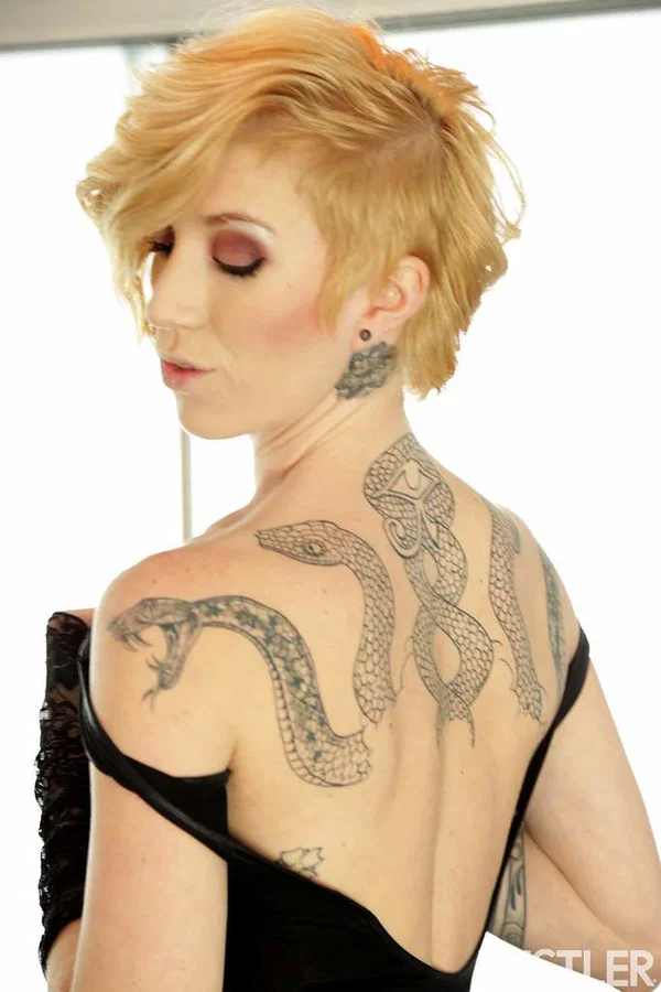 Tatted chick Maia Davis rides Magic Ball after licking her own pee off floor  - Dildo, Stockings, Spreading, Blonde, High Heels, Masturbation, Tattoo, Hairy, Babe, Lingerie  - Photo 3