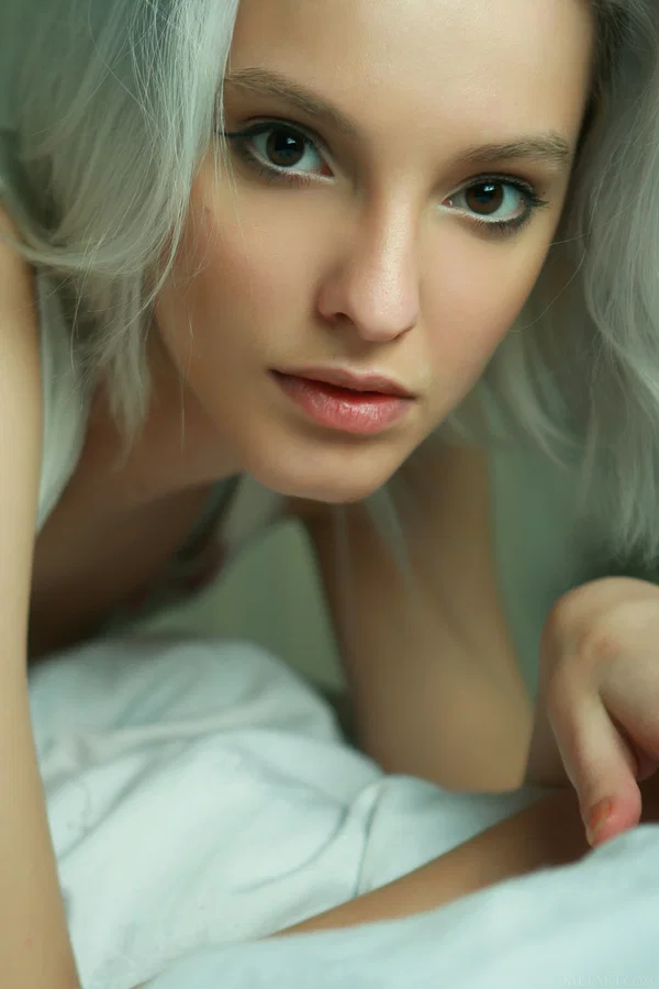 Platinum blonde teen Kira W removes her lingerie to stand naked in her bedroom  - Skinny, Ukrainian, Teen, Sexy, Perfect, Petite, Glamour, Face, Cute, Short Hair  - Photo 5