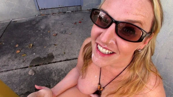 Dee Siren sucks off a cock after dildoing and pissing in a public place  - Mature, Squirting, Chubby, MILF, BBW, Glasses, Thick, Curvy, Pussy, Big Tits  - Photo 17