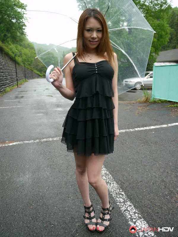 Japanese MILF Miharu Kai takes a piss on the steps before sex in the rain  - Japanese, Pissing, MILF, Asian, Hairy, Outdoor, Cum In Mouth, Redhead, Tiny Tits, Cumshot  - Photo 1