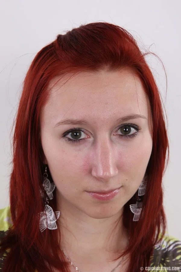 Redhead amateur Monika takes a seat on a stool after standing naked  - Casting, Redhead, Teen, Amateur, Czech, European, Babe, Jeans, Tiny Tits, Close Up  - Photo 1