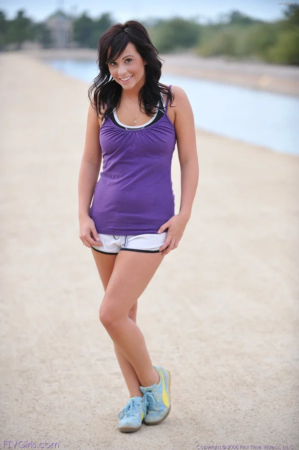 Nerdy teen Mandee shows her lovely tits and exposes her tasty muff outdoors  - Upskirt, Caught, Brunette, Public, Teen, High Heels, Shorts, Outdoor, Skirt, Glasses  - Photo 11
