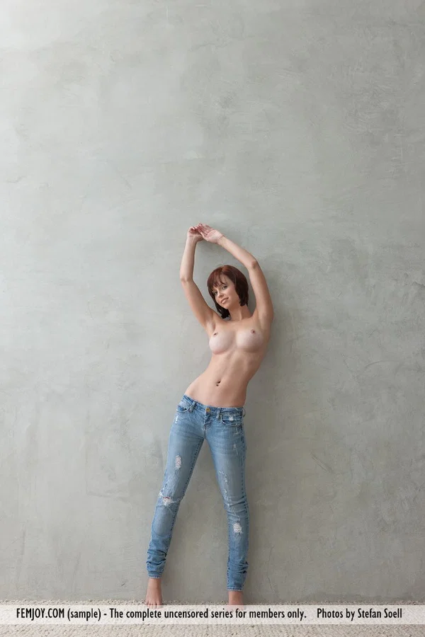 Gorgeous long legged Hayden W with naked firm big tits sheds jeans to bare ass  - Short Hair, Redhead, Undressing, Natural Tits, Babe, Jeans, Glamour, European, Model, Legs  - Photo 2