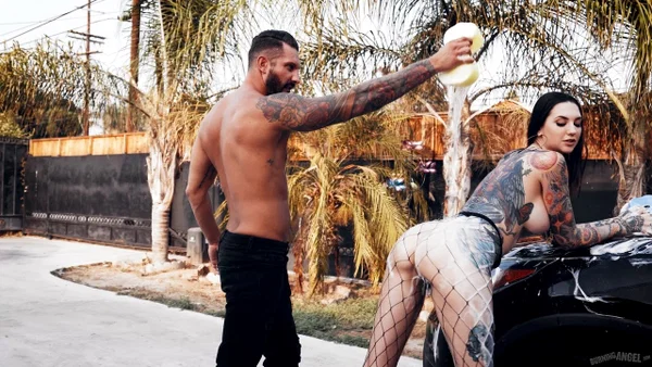 Tattooed student Rocky Emerson has sex with a guy after a car wash  - Teacher, Tattoo, Pantyhose, Schoolgirl, Big Tits, Glasses, Shorts, Reality, Ass, Kissing  - Photo 6