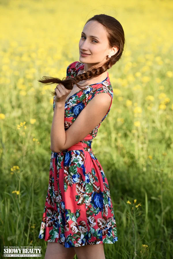 Teen solo girl Chloe touts her perfect ass in a field of wild flowers  - Teen, Outdoor, Babe, Brunette, Ass, Pussy, Skirt, Tiny Tits, Shaved, Spreading  - Photo 2