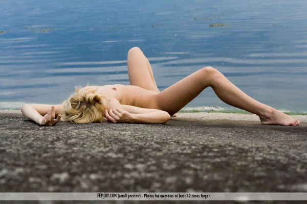 Totally naked teen Odele hits upon great poses during waterside action  - Beach, Blonde, Outdoor, Tiny Tits, Ass, Shaved, PAWG, Asshole, Feet, Spreading  - Photo 15